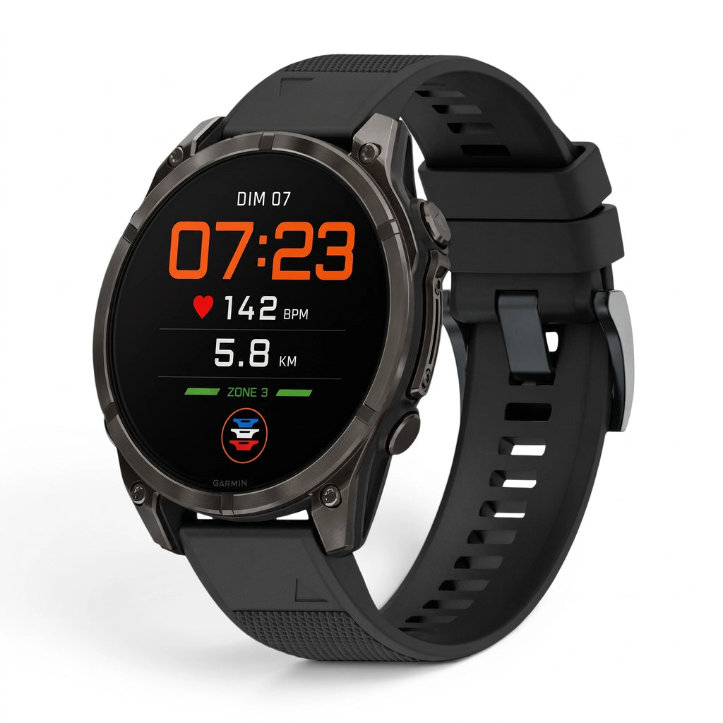Bracelet Motion silicone noir, vue de face - Garmin QuickFit 22mm | Clipz-it