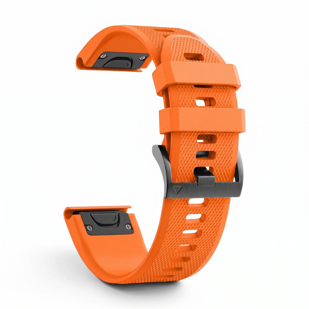 Bracelet Motion silicone orange, vue de profil - Garmin QuickFit 22mm | Clipz-it