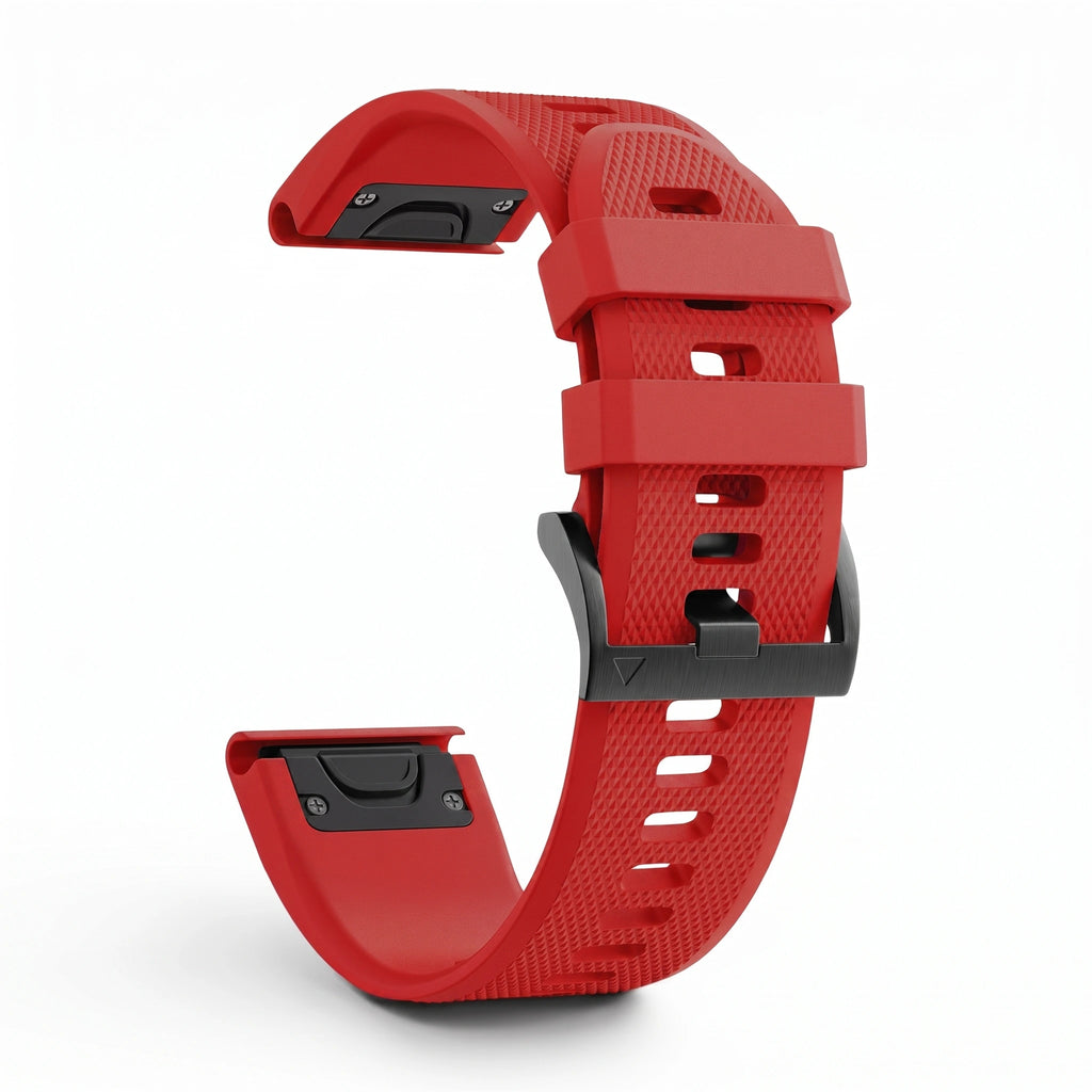 Bracelet Motion silicone rouge, vue de profil - Garmin QuickFit 22mm | Clipz-it