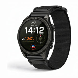 Bracelete Patrol em nylon de duas secções preto - Garmin QuickFit 22 mm | Clipz-it