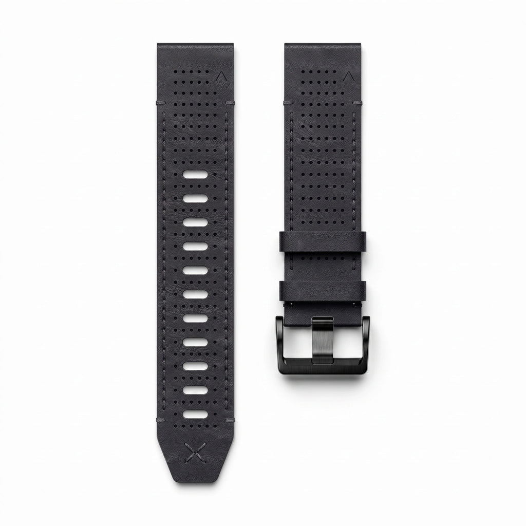 Bracelet Performance cuir noir, vue de dos 3 - Garmin QuickFit 22mm | Clipz-it