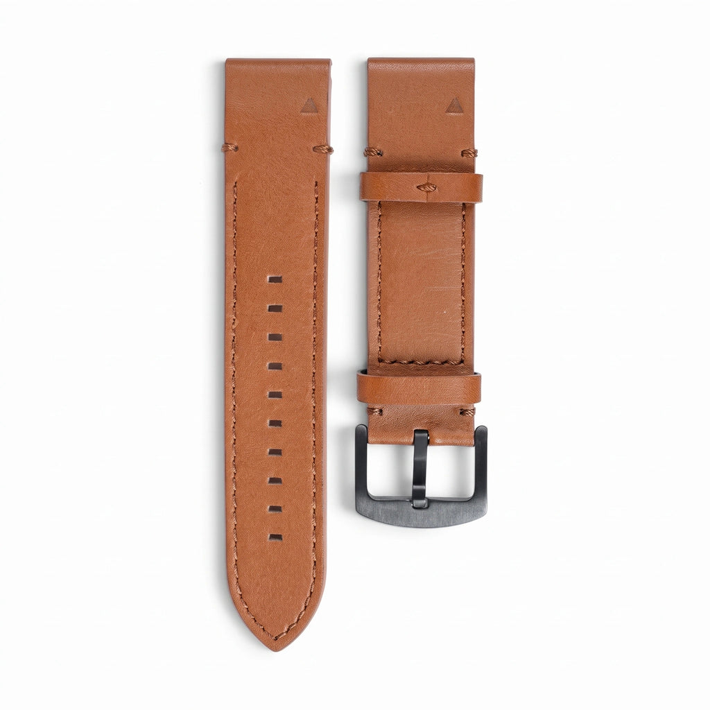 Bracelet Rancher cuir marron, vue de profil 3 - Garmin QuickFit 22mm | Clipz-it