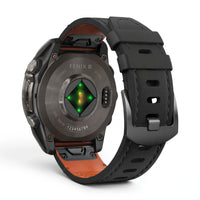 Bracelet Rancher cuir noir, vue de face 2 - Garmin QuickFit 22mm | Clipz-it