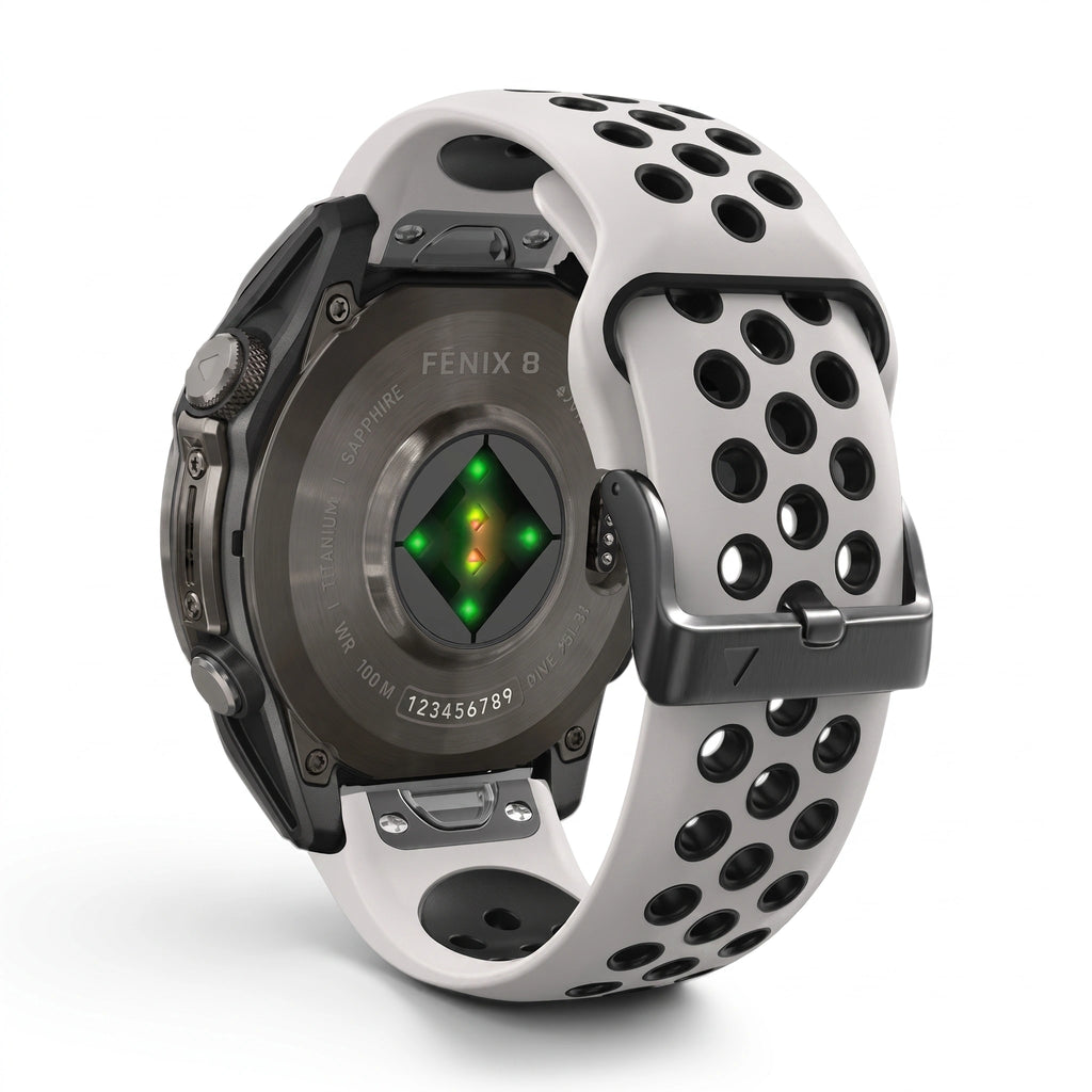 Bracelet Rhythm silicone blanc, vue de face 2 - Garmin QuickFit 22mm | Clipz-it