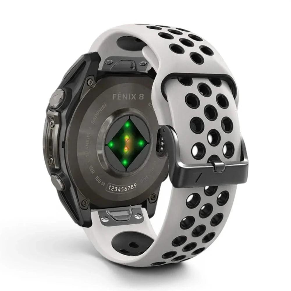 Bracelet Rhythm silicone blanc, vue de face 2 - Garmin QuickFit 22mm | Clipz-it