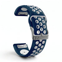 Bracelet Rhythm silicone bleu, vue de profil - Garmin QuickFit 22mm | Clipz-it