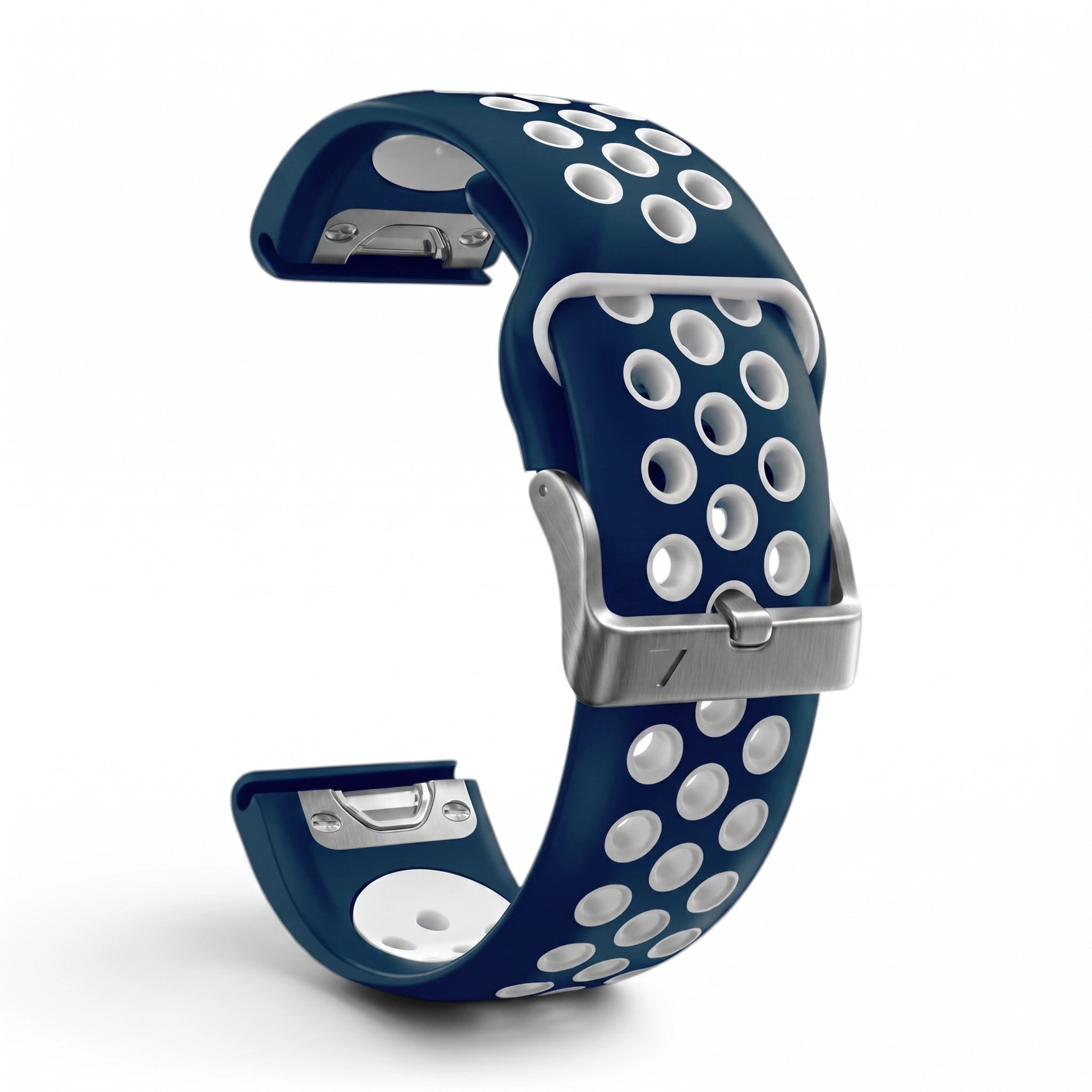 Bracelet Rhythm silicone bleu, vue de profil - Garmin QuickFit 22mm | Clipz-it