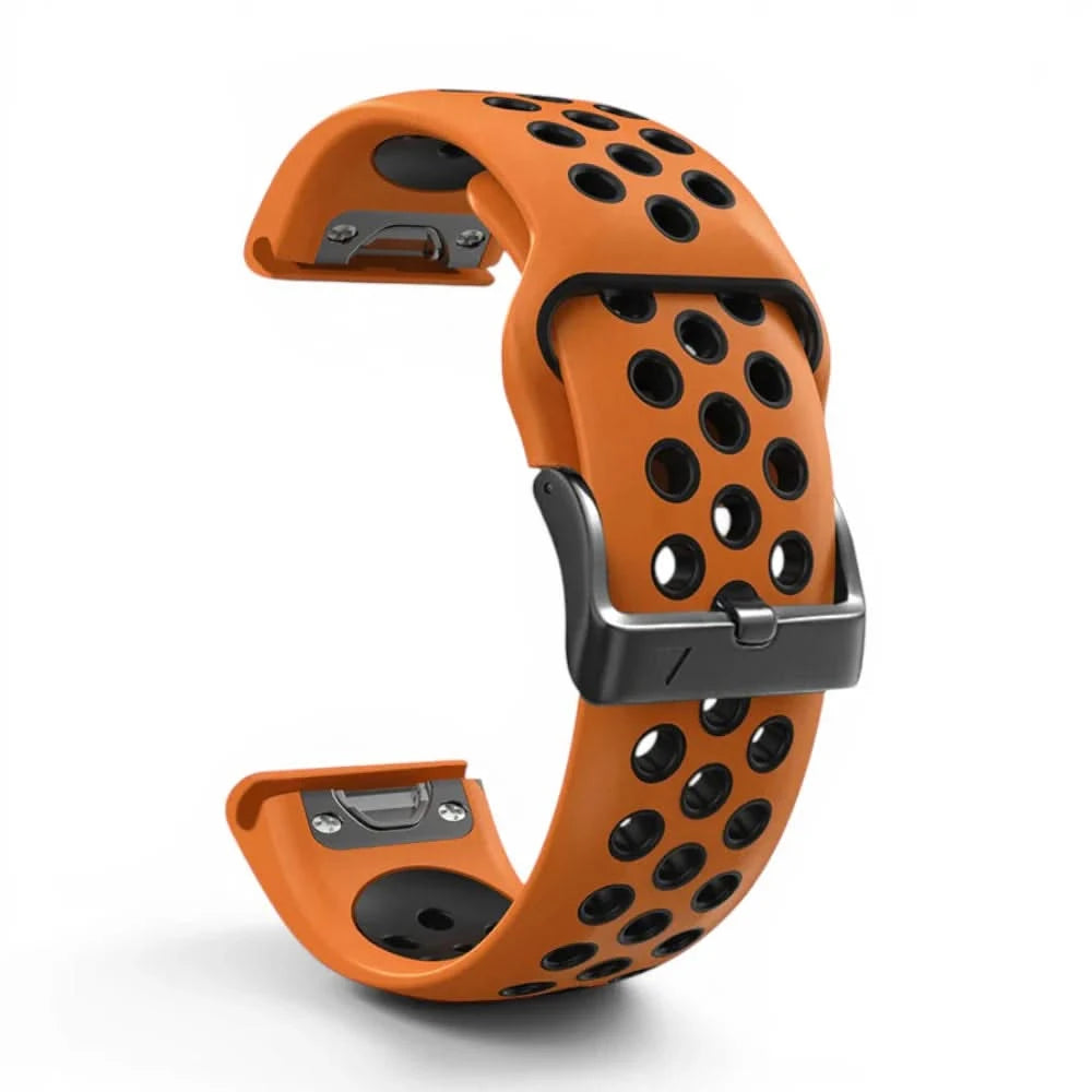 Bracelet Rhythm silicone orange, vue de profil - Garmin QuickFit 22mm | Clipz-it