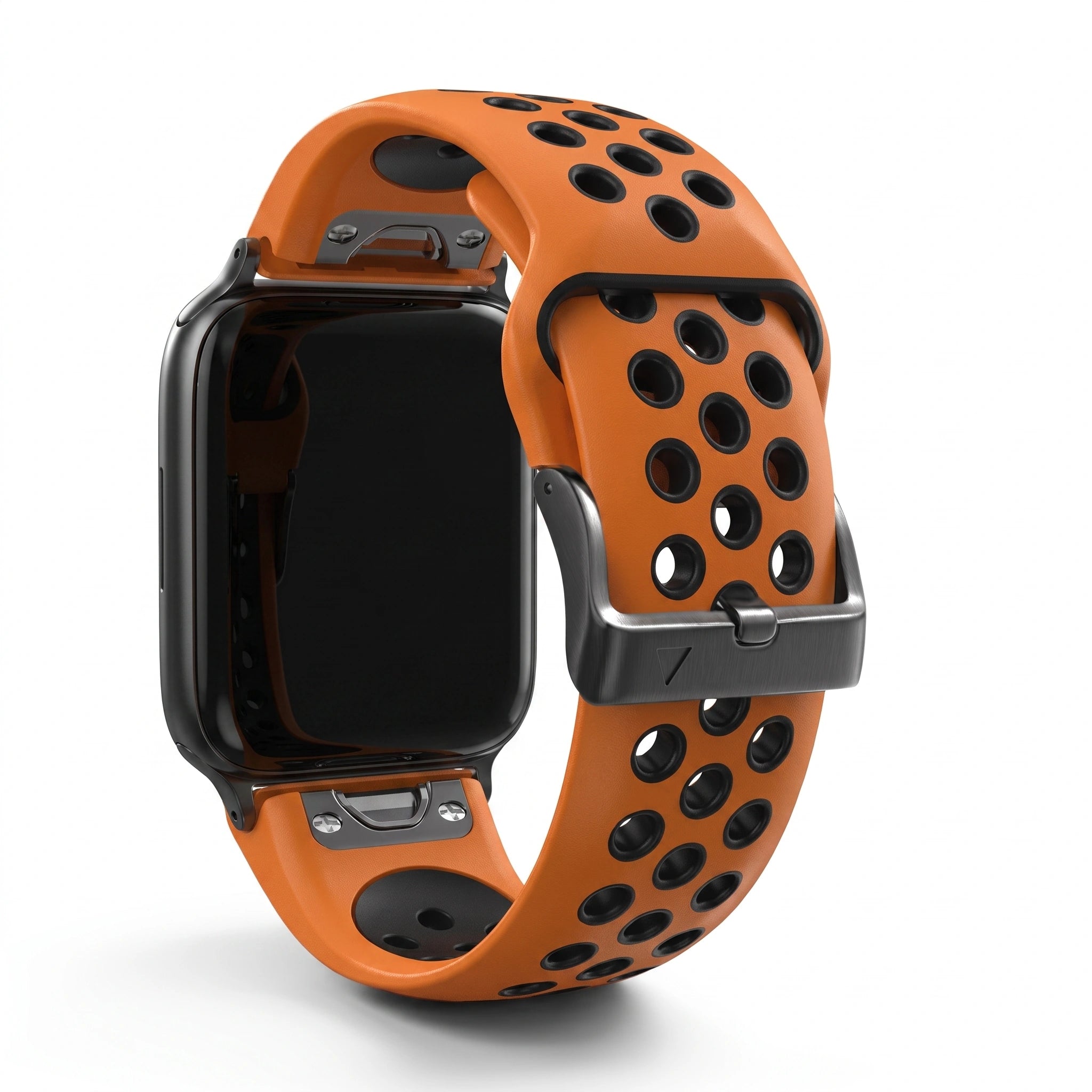 Bracelet Rhythm silicone orange, vue de profil - Garmin QuickFit 22mm | Clipz-it