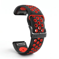 Bracelet Rhythm silicone rouge, vue de profil - Garmin QuickFit 22mm | Clipz-it