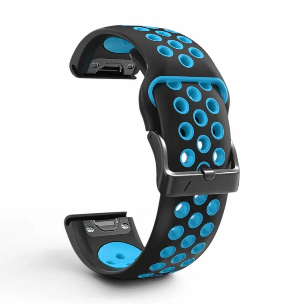 Bracelet Rhythm silicone turquoise, vue de profil - Garmin QuickFit 22mm | Clipz-it