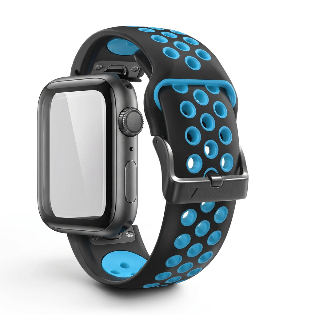 Bracelet Rhythm silicone turquoise, vue de profil - Garmin QuickFit 22mm | Clipz-it