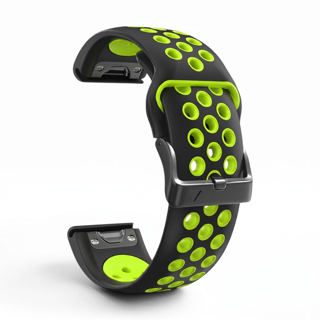 Bracelet Rhythm silicone vert, vue de profil - Garmin QuickFit 22mm | Clipz-it