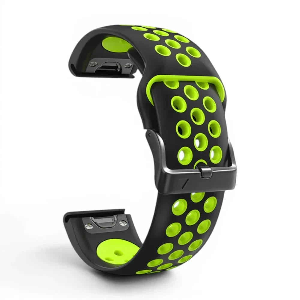 Bracelet Rhythm silicone vert, vue de profil - Garmin QuickFit 22mm | Clipz-it
