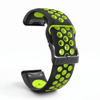 Bracelet Rhythm silicone vert, vue de profil - Garmin QuickFit 22mm | Clipz-it