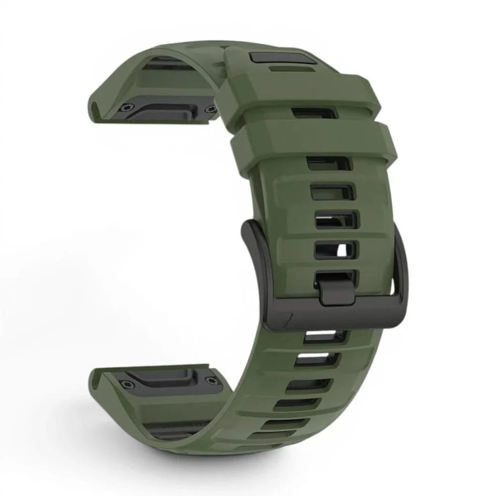 Bracelet Sport Pro silicone kaki, vue de profil - Garmin QuickFit 22mm | Clipz-it