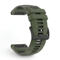 Bracelet Sport Pro silicone kaki, vue de profil - Garmin QuickFit 22mm | Clipz-it