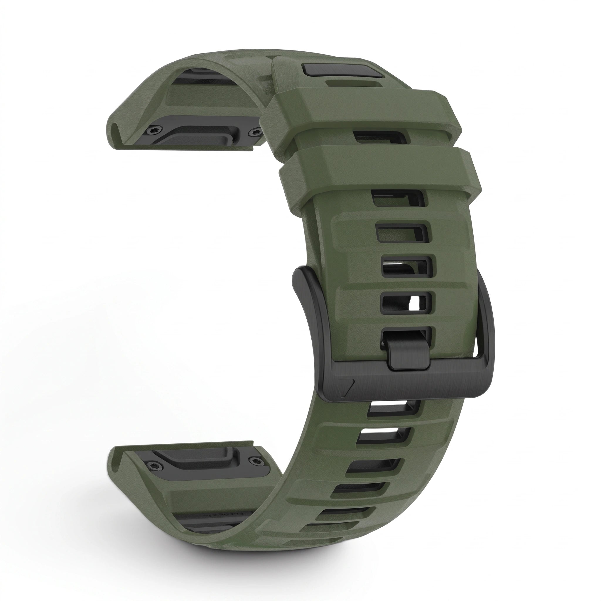 Bracelet Sport Pro silicone kaki, vue de profil - Garmin QuickFit 22mm | Clipz-it