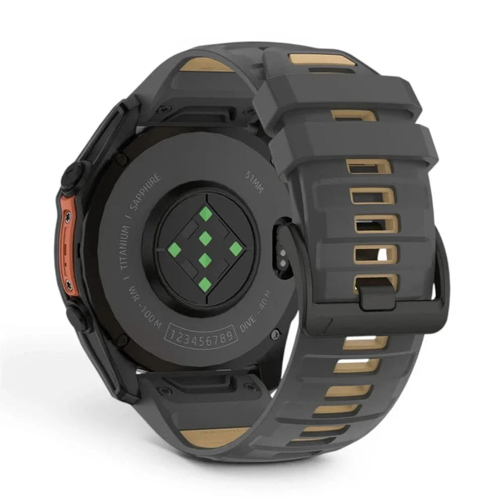 Bracelet Sport Pro silicone militaire, vue de face 2 - Garmin QuickFit 22mm | Clipz-it
