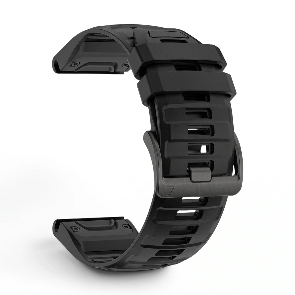 Bracelet Sport Pro silicone noir, vue de profil - Garmin QuickFit 22mm | Clipz-it