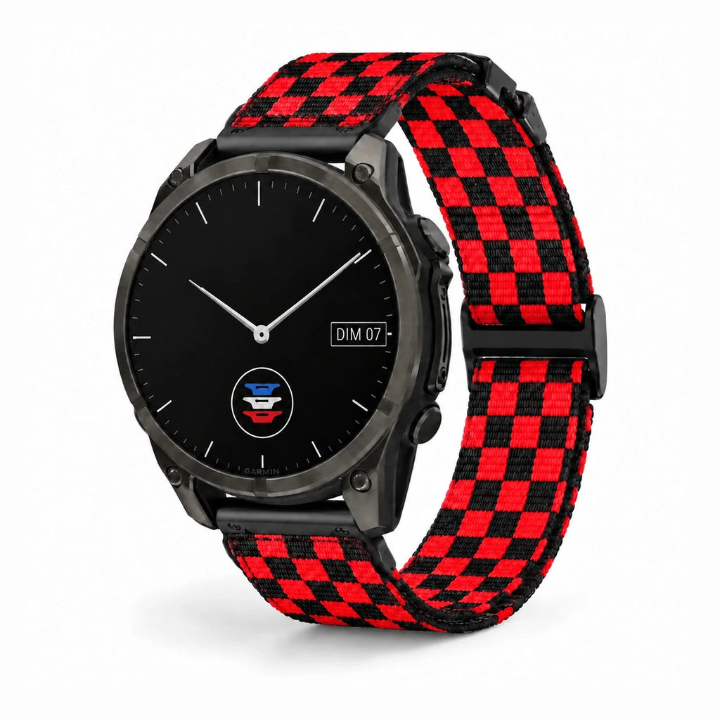 Striker red racing braided nylon strap with velcro fastening - Garmin QuickFit 22 mm | Clipz-it
