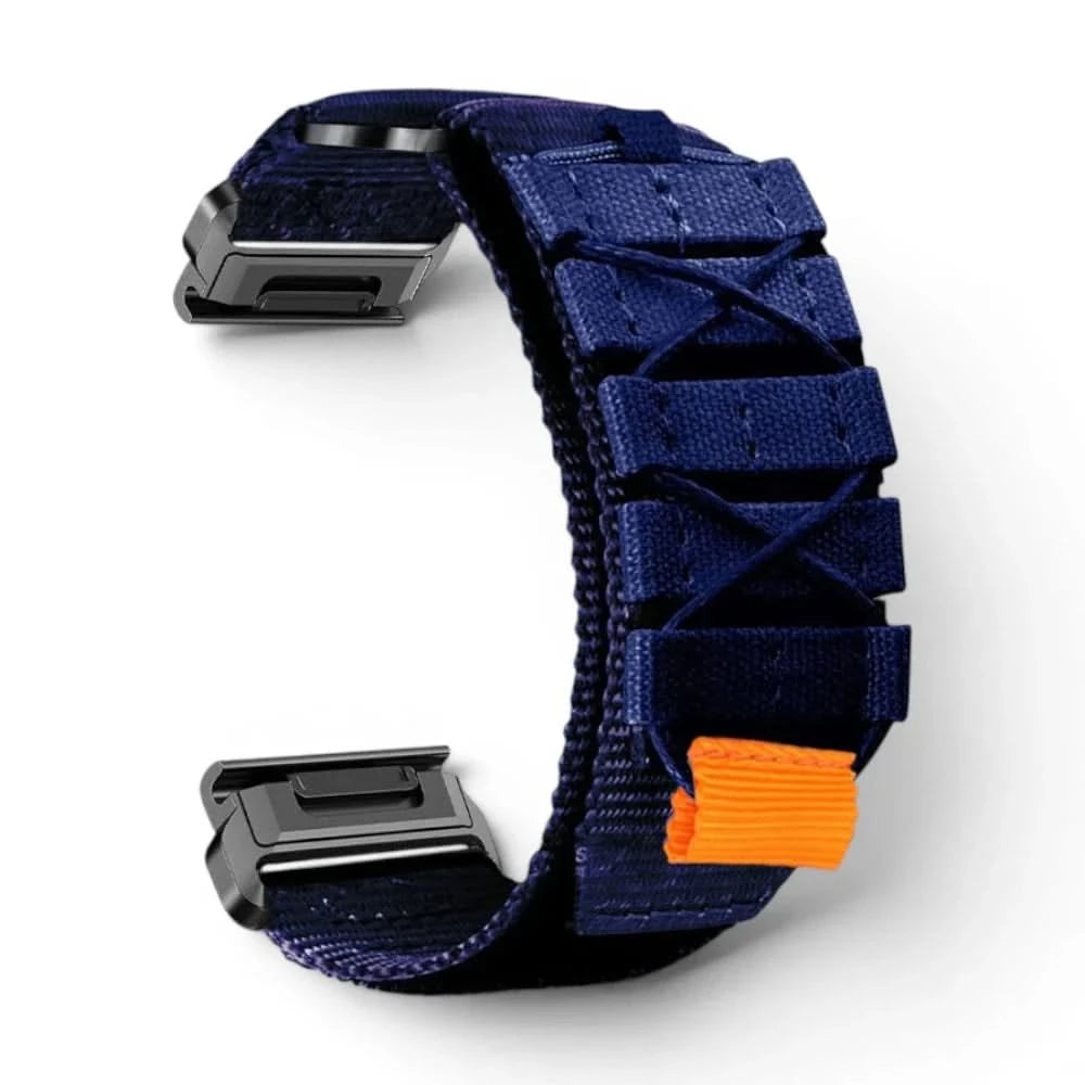 Bracelet Trekker nylon bleu, vue de profil - Garmin QuickFit 22mm | Clipz-it