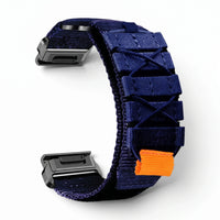 Bracelet Trekker nylon bleu, vue de profil - Garmin QuickFit 22mm | Clipz-it