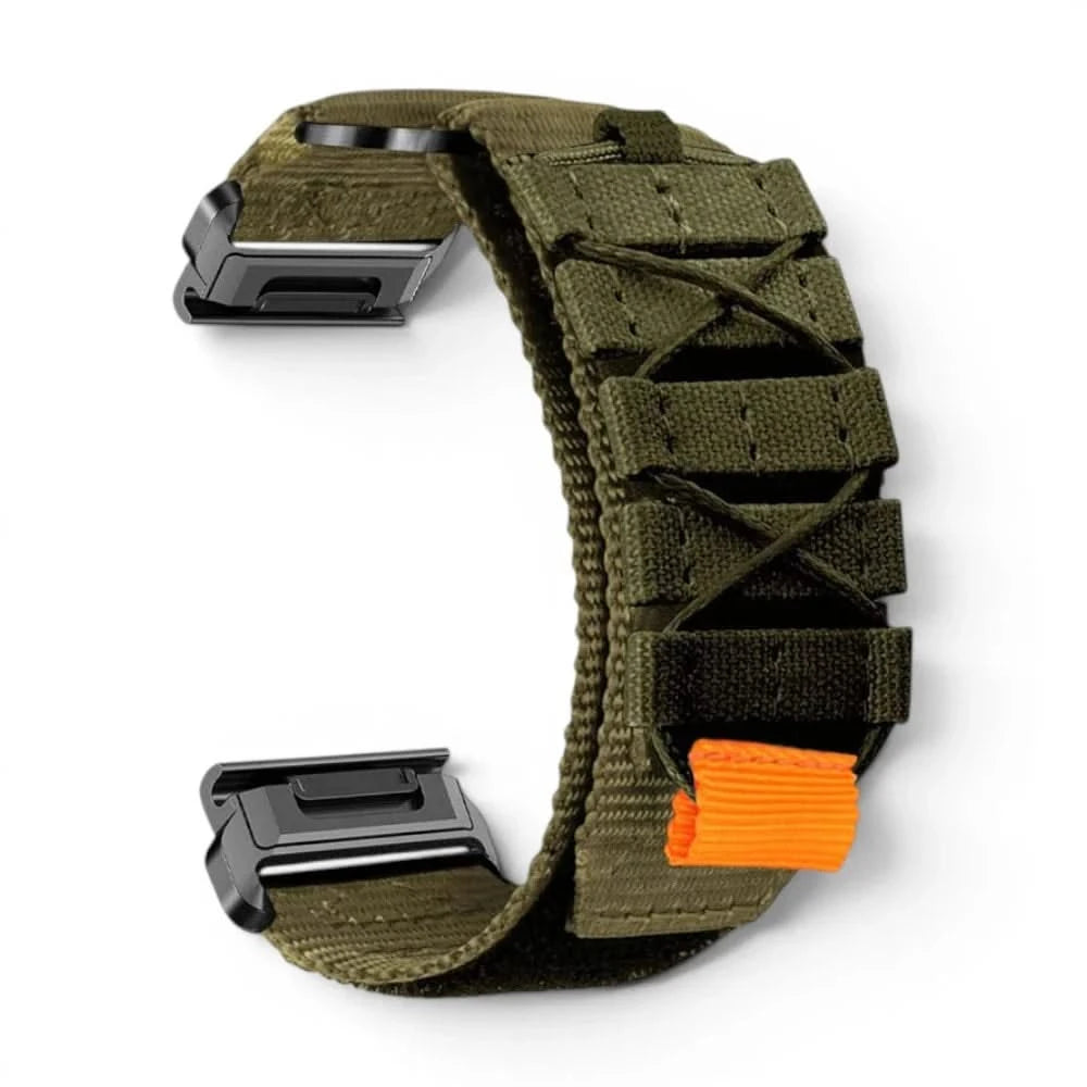 Bracelet Trekker nylon kaki, vue de dos - Garmin QuickFit 22mm | Clipz-it