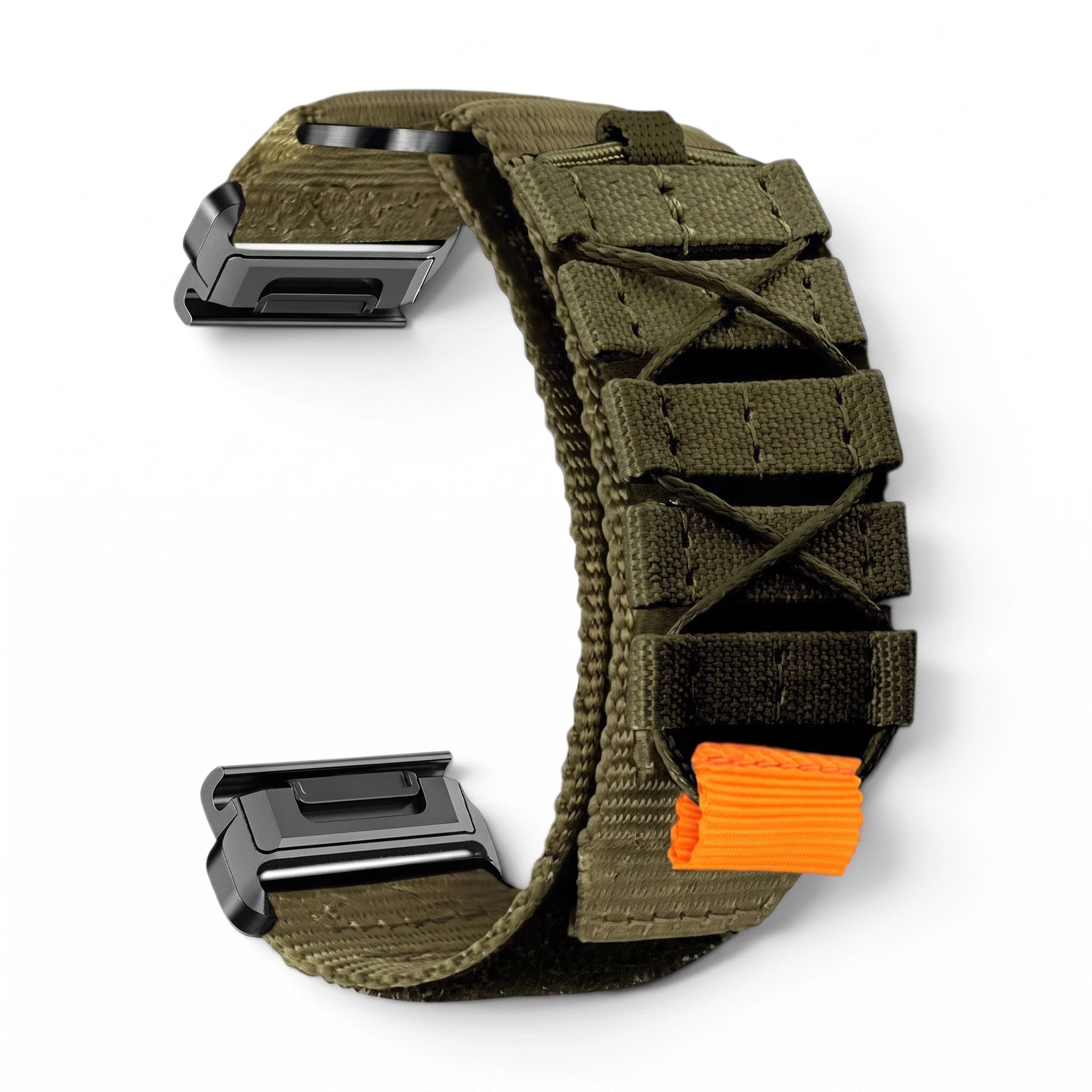 Bracelet Trekker nylon kaki, vue de dos - Garmin QuickFit 22mm | Clipz-it