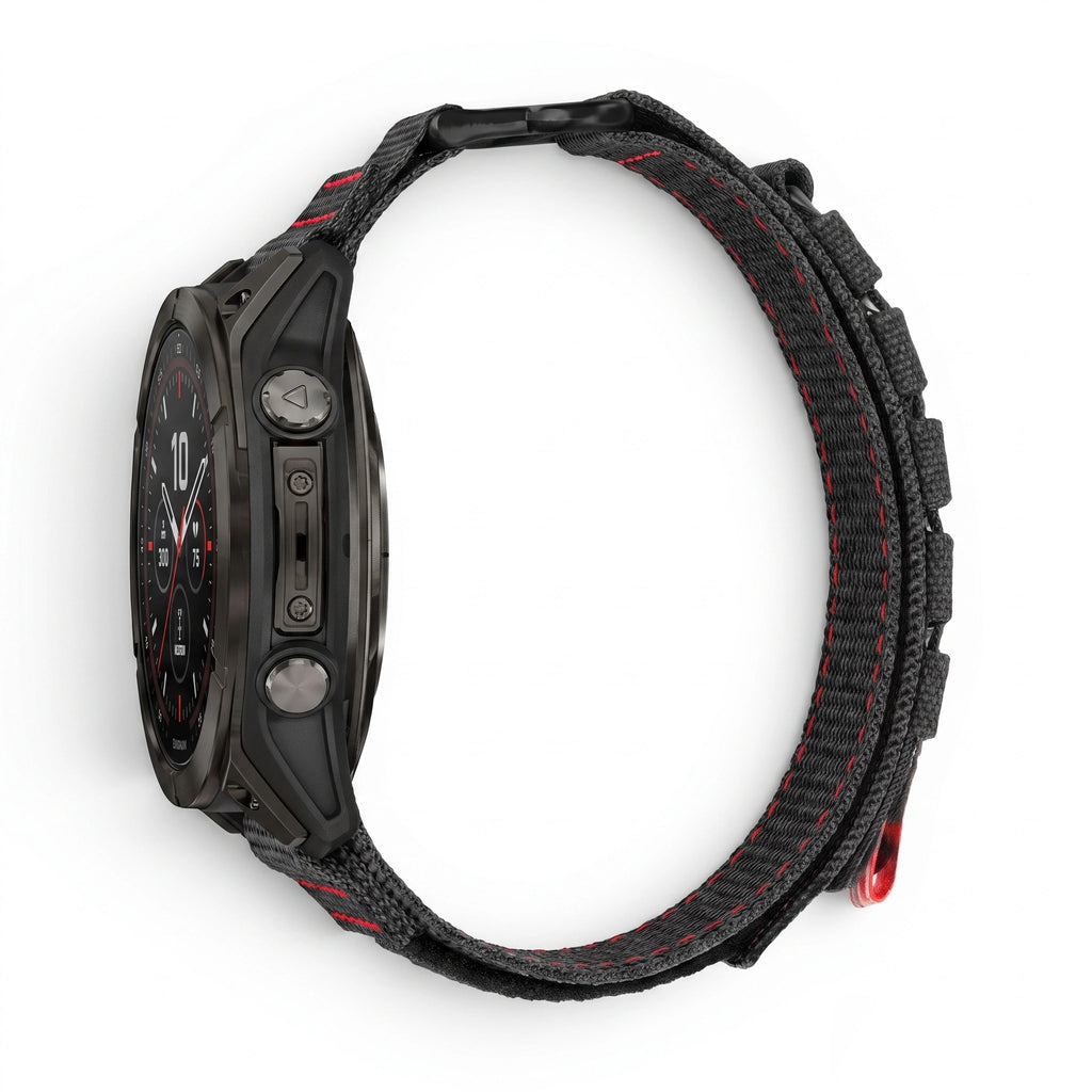 Bracelet Trekker nylon noir, vue de dos - Garmin QuickFit 22mm | Clipz-it