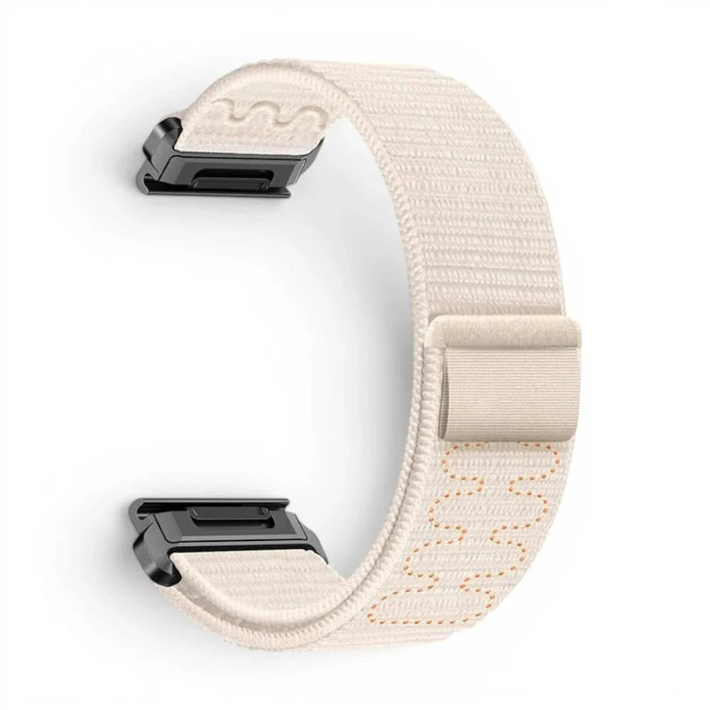 Bracelet Weave nylon tressé blanc, vue de profil - Garmin QuickFit 22mm | Clipz-it