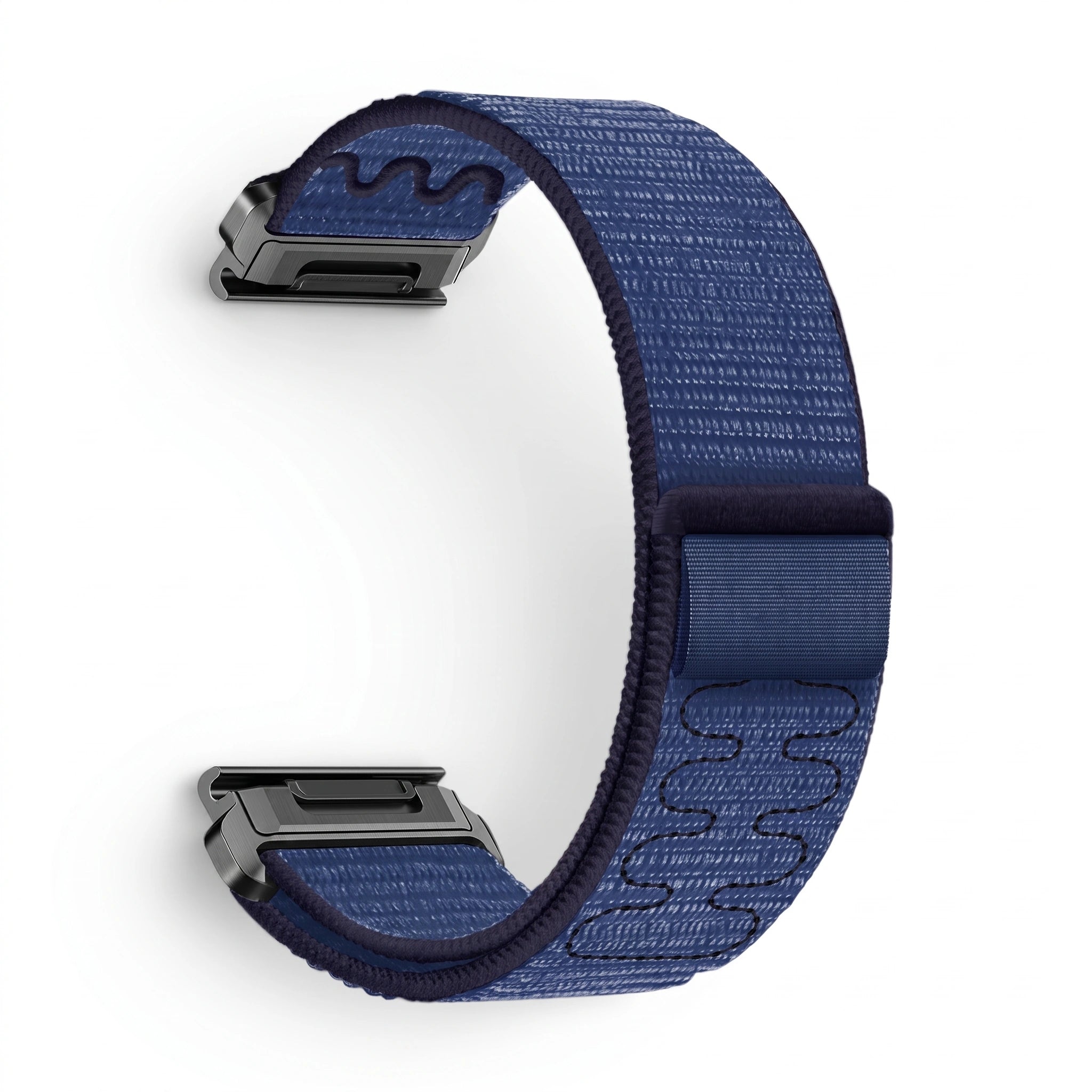 Bracelet Weave nylon tressé bleu nuit, vue de profil - Garmin QuickFit 22mm | Clipz-it