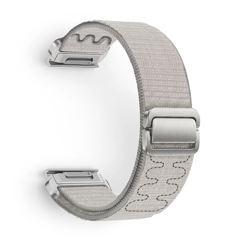 Bracelet Weave nylon tressé gris, vue de profil 2 - Garmin QuickFit 22mm | Clipz-it