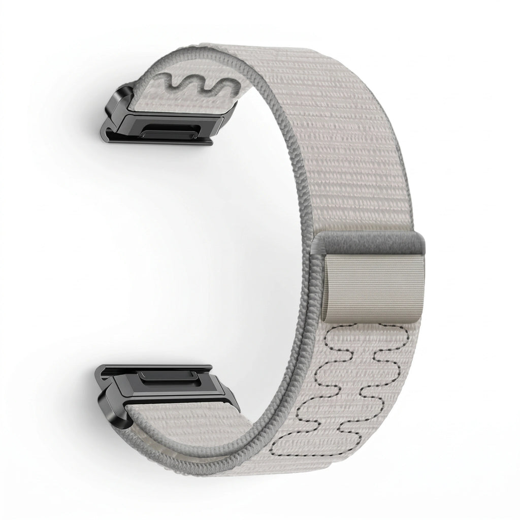 Bracelet Weave nylon tressé gris, vue de profil - Garmin QuickFit 22mm | Clipz-it