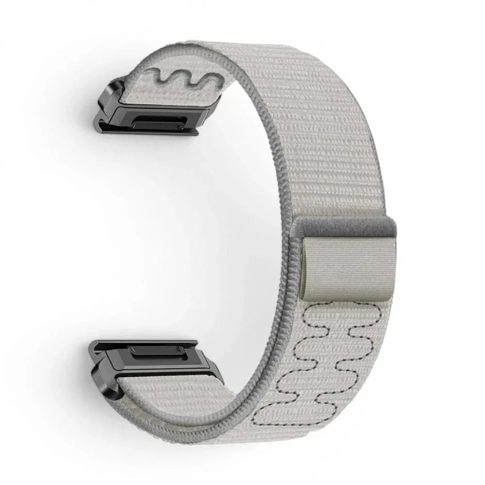 Bracelet Weave nylon tressé gris, vue de profil - Garmin QuickFit 22mm | Clipz-it