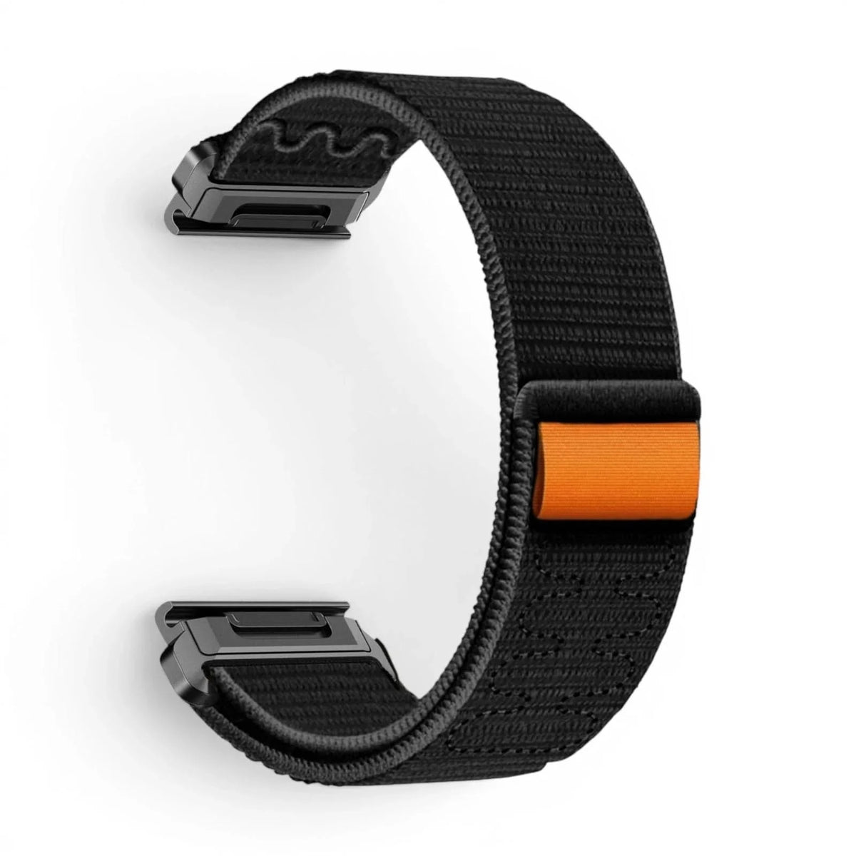 Bracelet Weave nylon tressé noir, vue de profil - Garmin QuickFit 22mm | Clipz-it