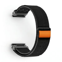 Bracelet Weave nylon tressé noir, vue de profil - Garmin QuickFit 22mm | Clipz-it