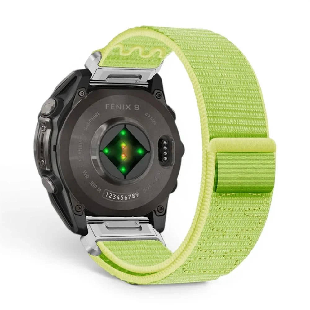 Bracelet Weave nylon tressé vert, vue de dos - Garmin QuickFit 22mm | Clipz-it