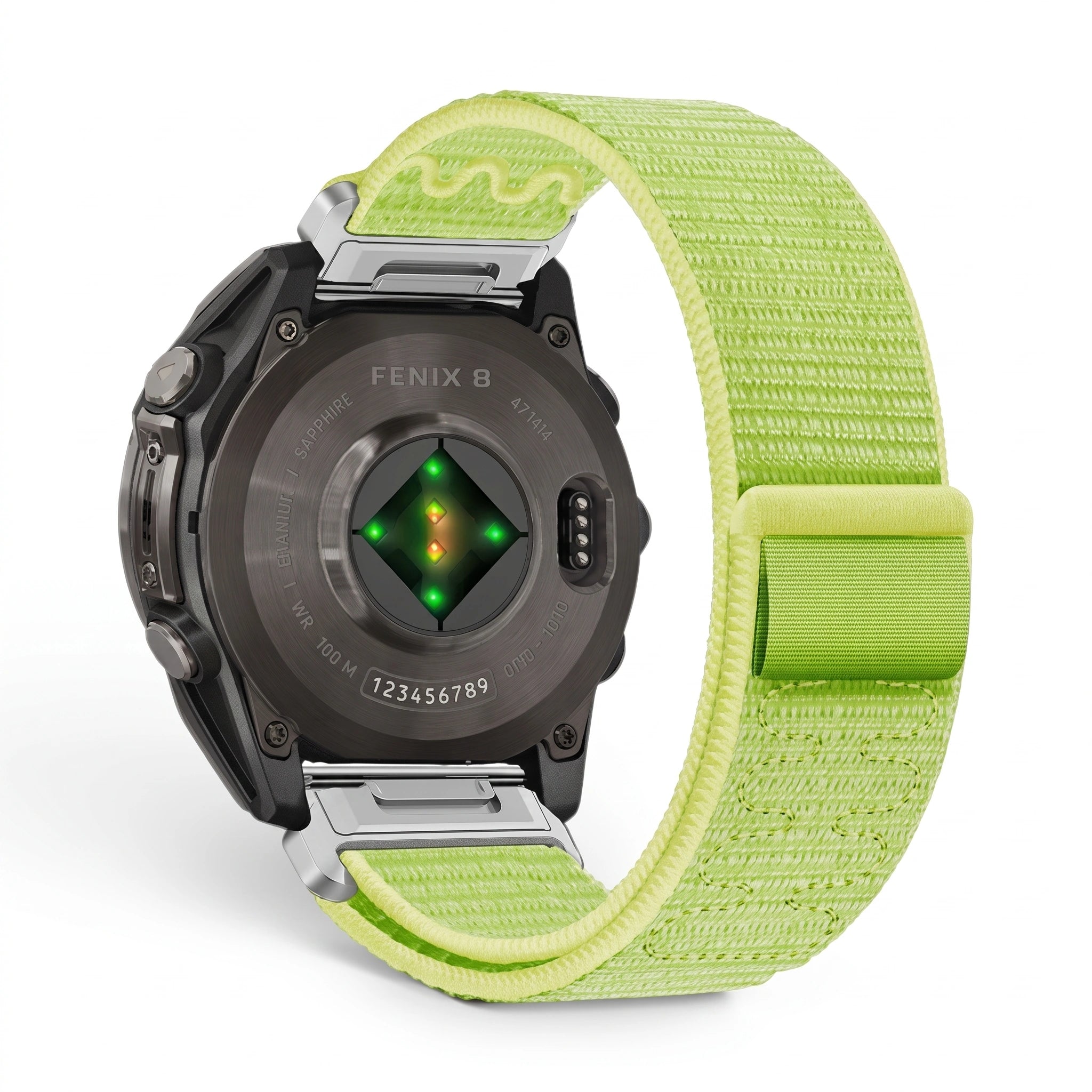 Bracelet Weave nylon tressé vert, vue de dos - Garmin QuickFit 22mm | Clipz-it