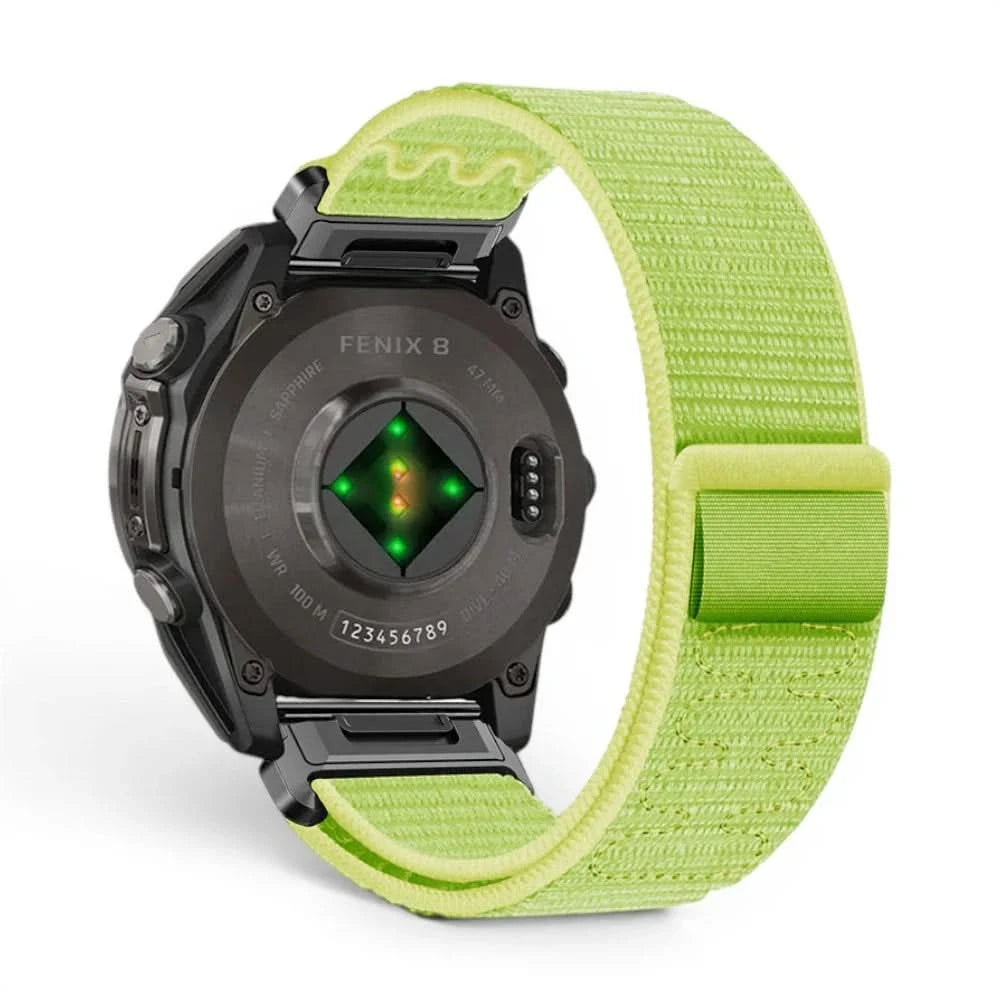 Bracelet Weave nylon tressé vert, vue de face 2 - Garmin QuickFit 22mm | Clipz-it
