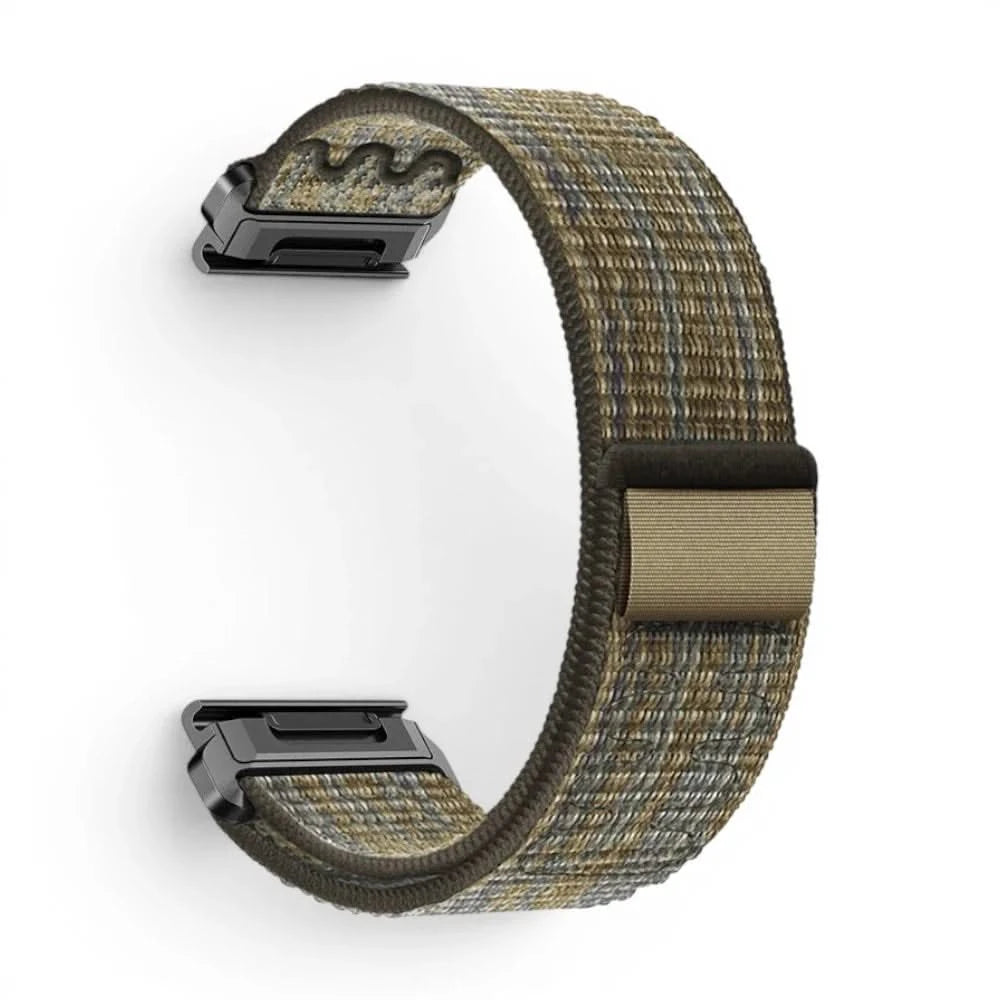 Bracelet Weave nylon tressé vert militaire, vue de profil 2 - Garmin QuickFit 22mm | Clipz-it