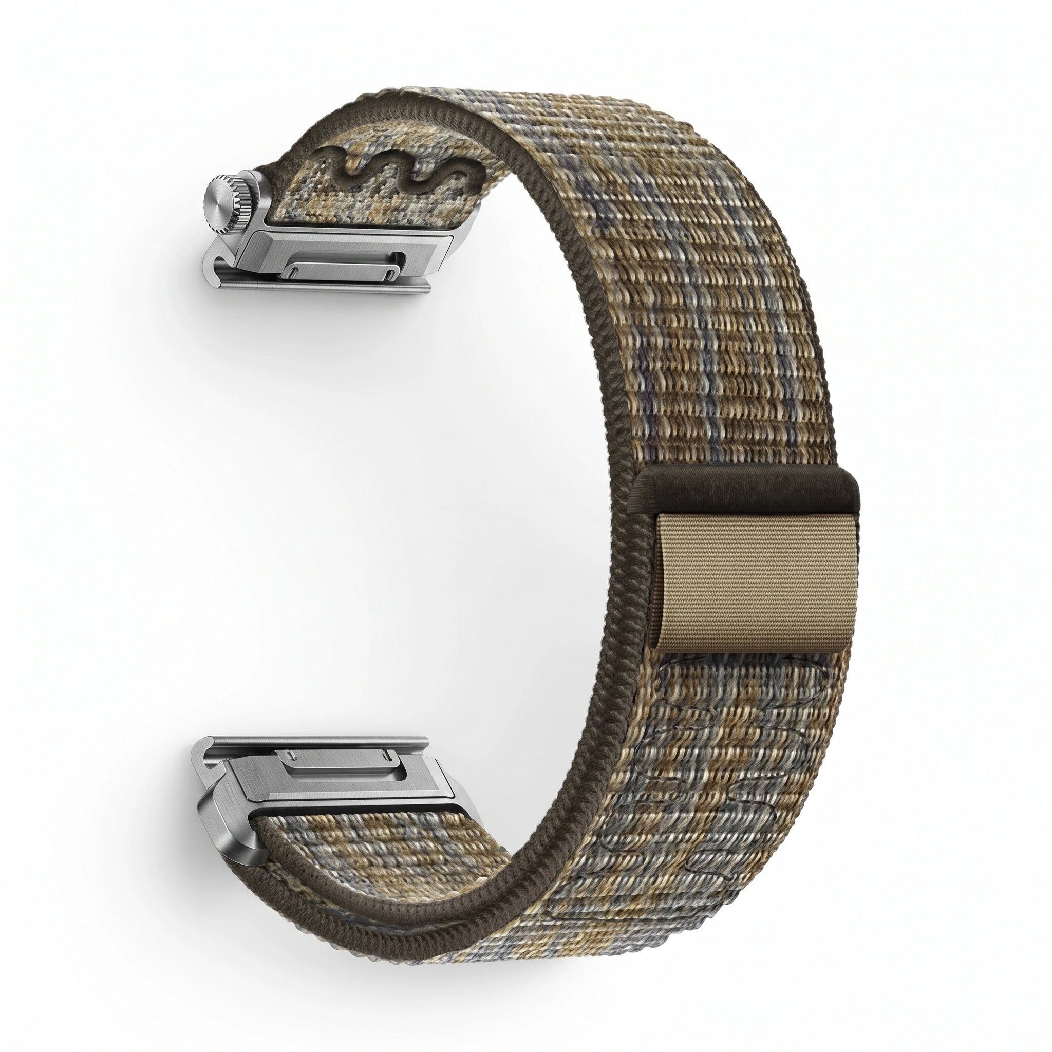 Bracelet Weave nylon tressé vert militaire, vue de profil 2 - Garmin QuickFit 22mm | Clipz-it