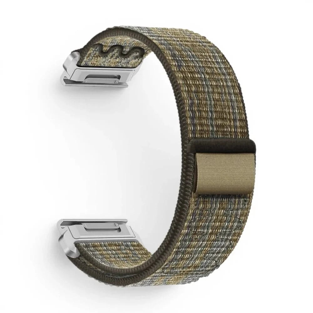 Bracelet Weave nylon tressé vert militaire, vue de profil - Garmin QuickFit 22mm | Clipz-it