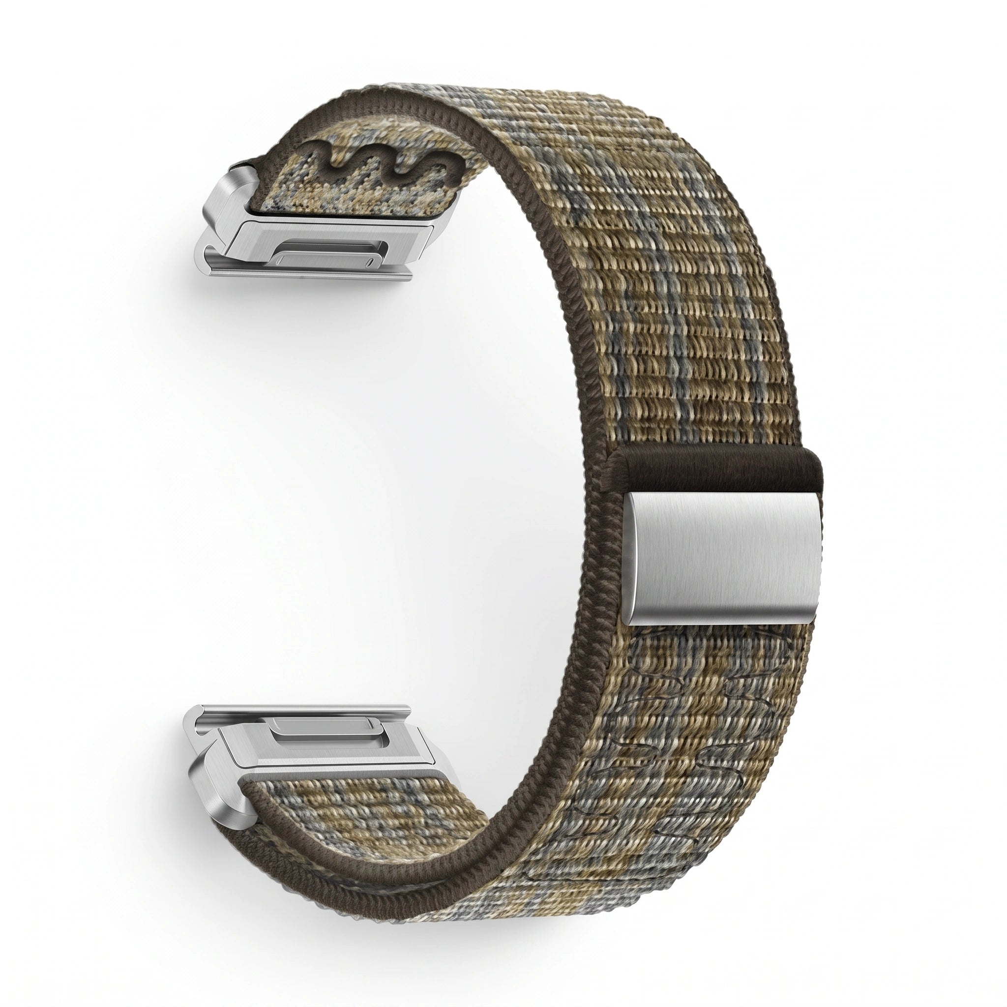 Bracelet Weave nylon tressé vert militaire, vue de profil - Garmin QuickFit 22mm | Clipz-it