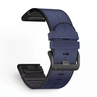Bracelet Zephyr cuir bleu, vue de profil - Garmin QuickFit 22mm | Clipz-it