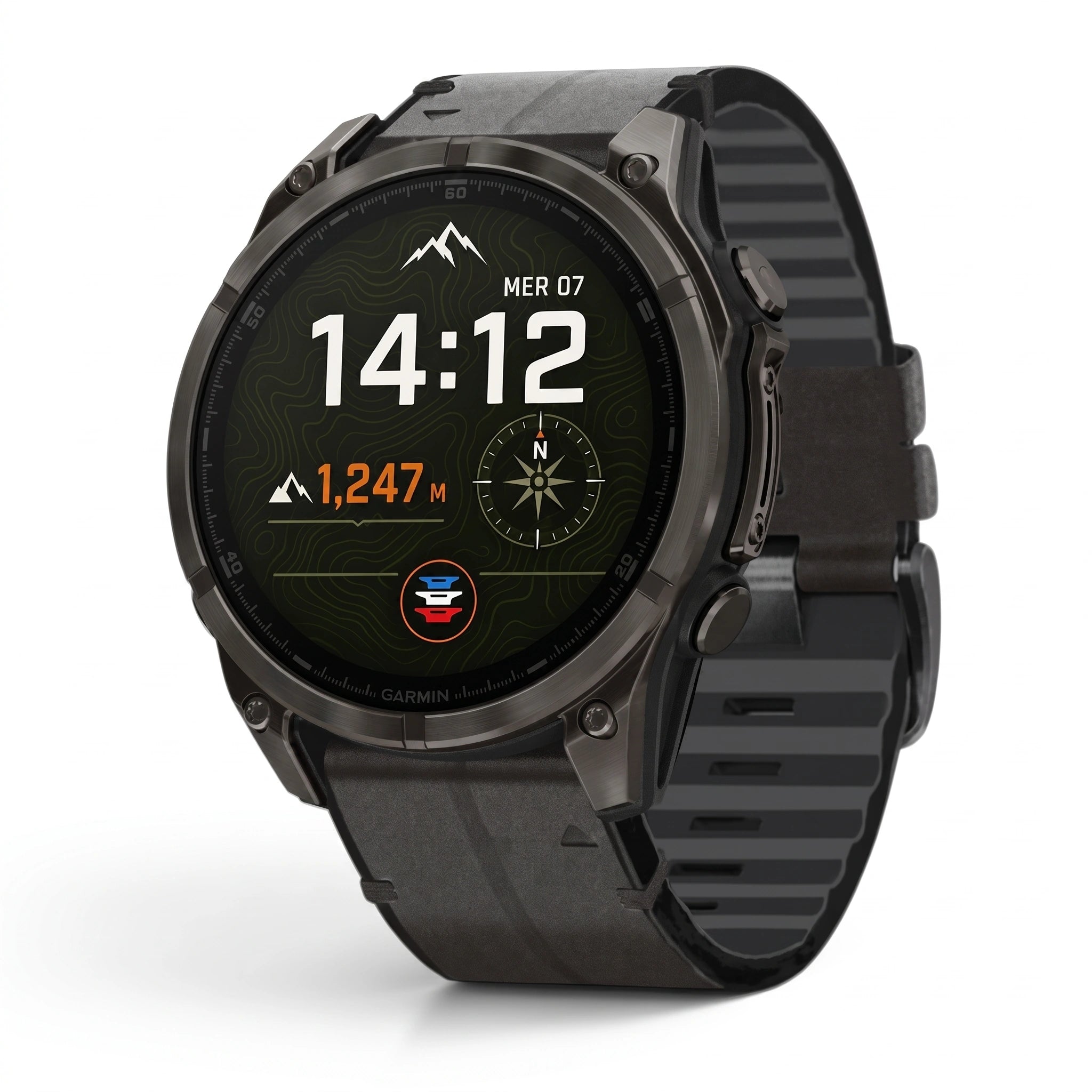 Bracelet Zephyr cuir noir, vue de face - Garmin QuickFit 22mm | Clipz-it