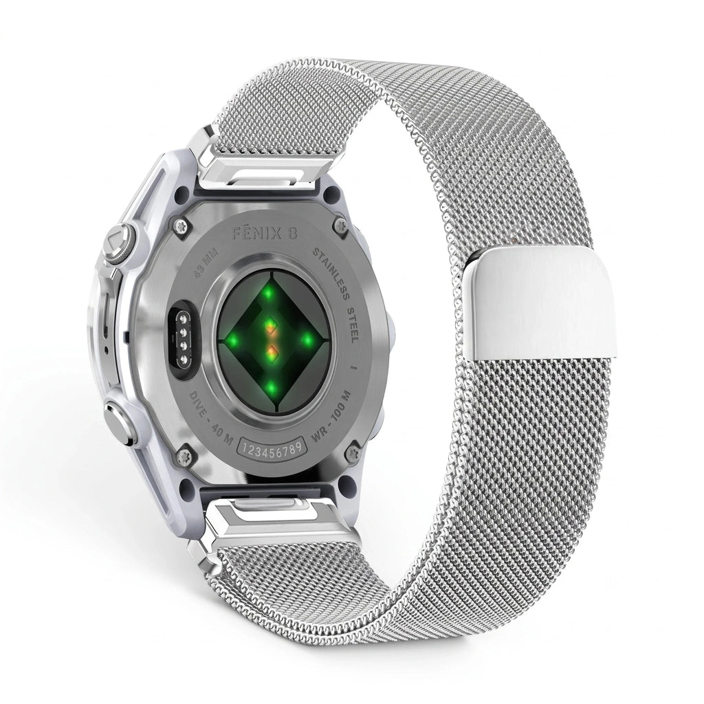Bracelete Alvéole malha milanesa aço inoxidável prateado, vista de trás 2 - Garmin QuickFit 26 mm | Clipz-it