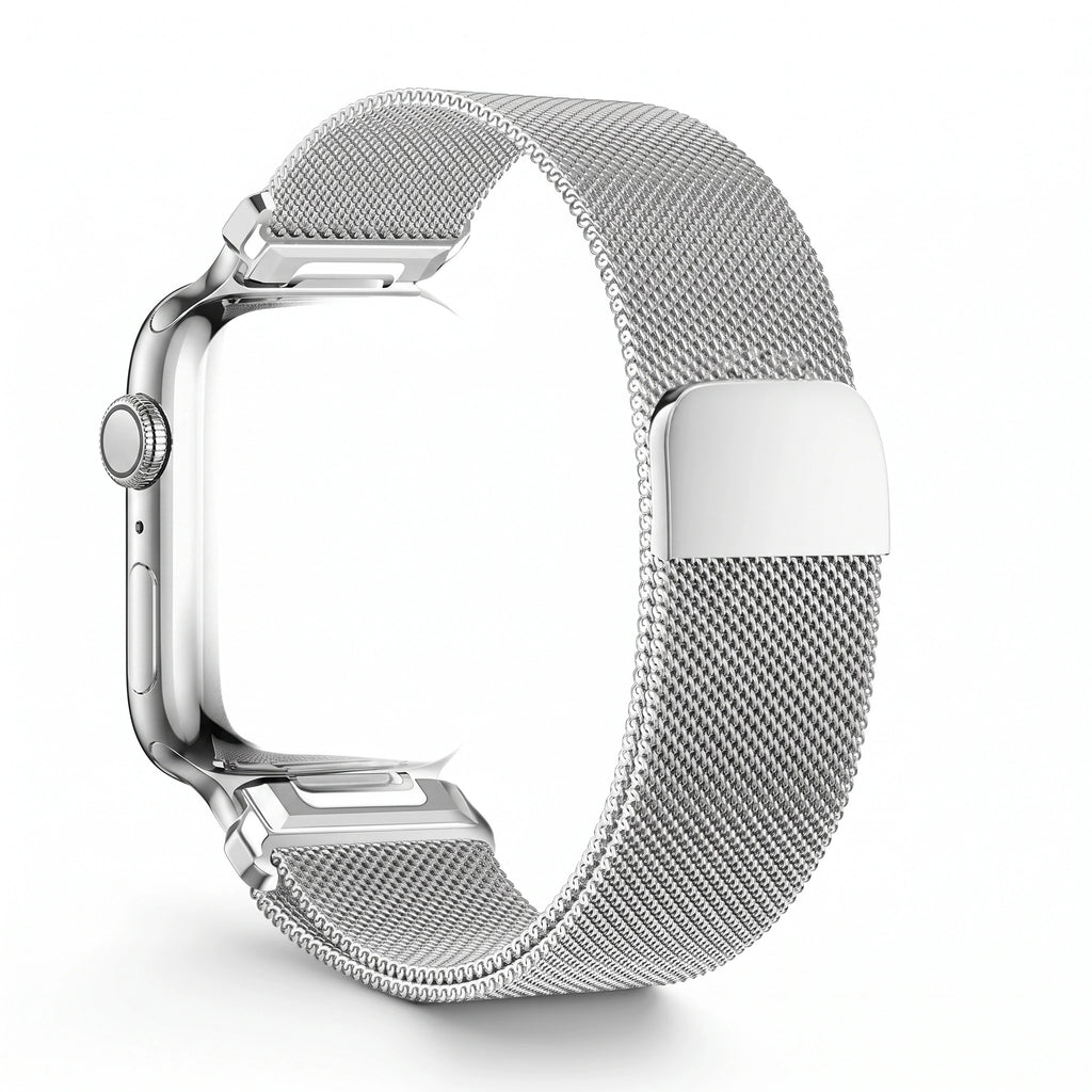Bracelet Alvéole milanais acier argenté, vue de dos - Garmin QuickFit 26mm | Clipz-it