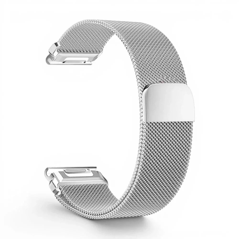 Bracelet Alvéole milanais acier argenté, vue de dos - Garmin QuickFit 26mm | Clipz-it