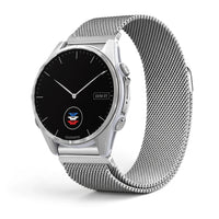 Bracelete Alvéole malha milanesa aço inoxidável prateado, vista de frente - Garmin QuickFit 26 mm | Clipz-it